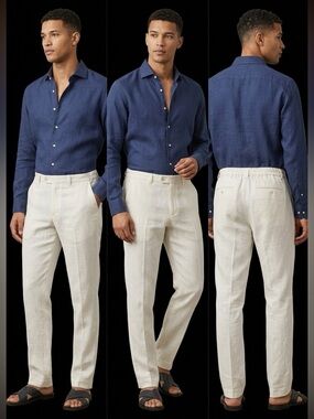 Zara Men’s Linen Blend Chinos in Cream